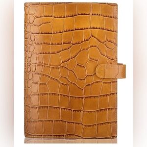 Croc Mustard Leather Planner Cover